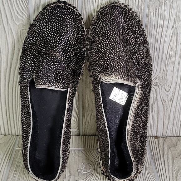 Mannebi Black Speckled Calf Fur Flat Espadrille Slip On Shoes Womens 40 US 9 - Picture 6 of 13
